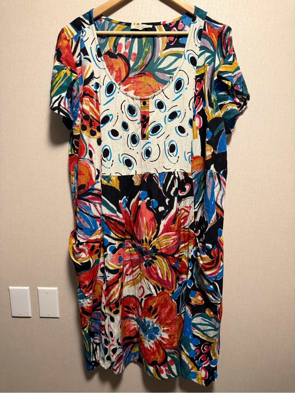 Orientique Naturally Australian Floral Linen Blend Dress | Women’s 2X |